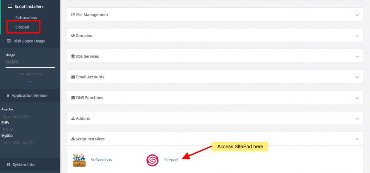 Installing SitePad in CentOS Web Panel – SitePad