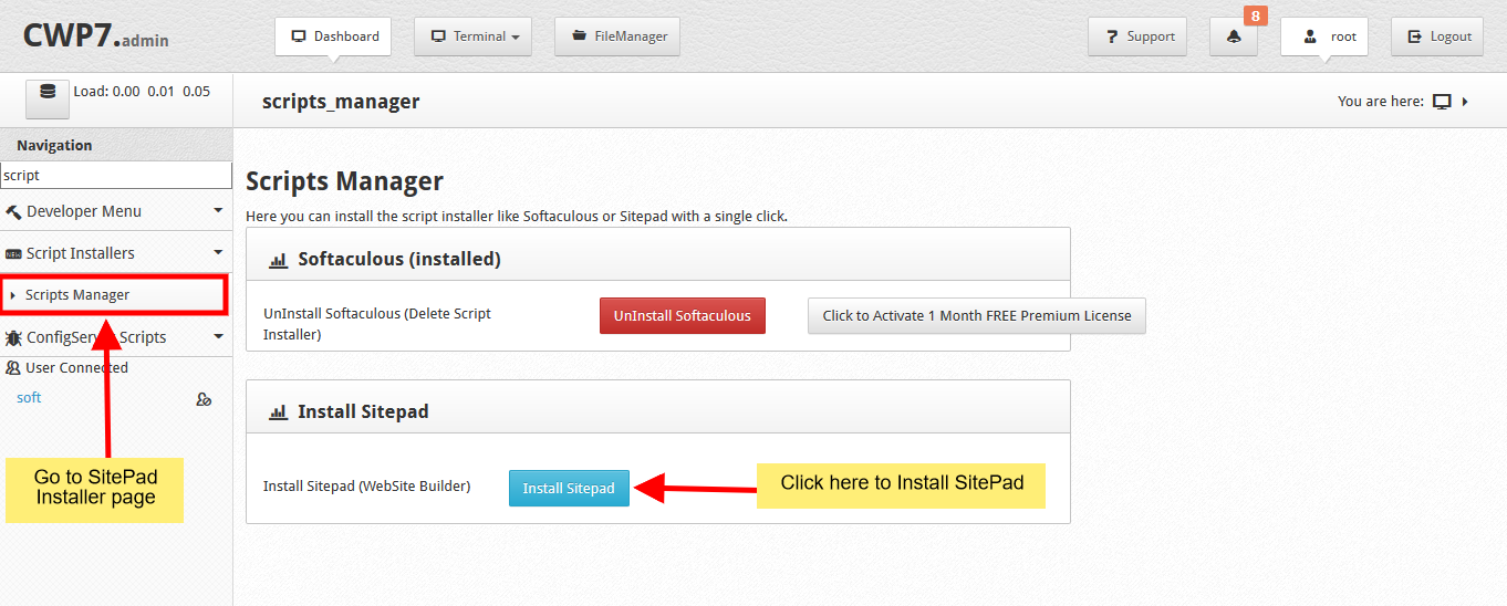 Installing SitePad in CentOS Web Panel – SitePad